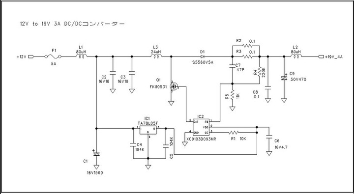 ハム三昧 : 12V→19V DC/DCコンバーター（車内PC用電源）